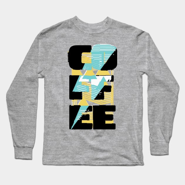 80s Style Coffee Bolt Long Sleeve T-Shirt by Coffee Hotline